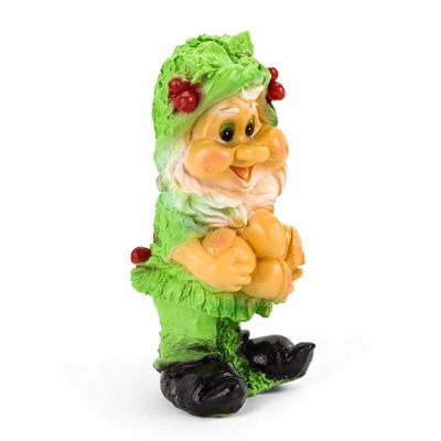 Садовая фигура из гипса «Гном с желудями», 45×26 см, зелёная