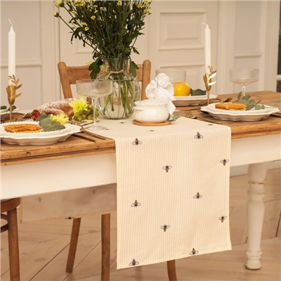 Дорожка Доляна «Пчёлки» 40×146 см, рогожка 164 г/м², 100% хлопок