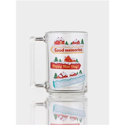 Кружка Luminarc «Рождество», 320 мл, стекло, прозрачная, рисунок МИКС