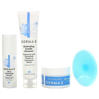 Derma E, увлажнение в дороге, дорожный набор для очищения и красоты, из 5 предметов