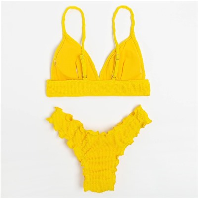 Купальник женский раздельный MINAKU со сборками цвет жёлтый, размер 42