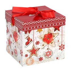 Коробка подарочная 15x15x15 см складная / 119-M /уп 12/840/Новый год