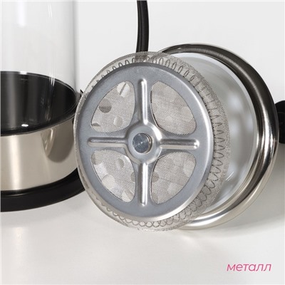 Чайник заварочный френч-пресс Доляна «Риц», 600 мл, стекло, чёрный