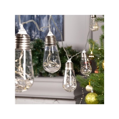 Гирлянда «Нить» 3 м с насадками «Лампа», IP20, прозрачная нить, 80 LED, свечение тёплое белое, 8 режимов, 220 В