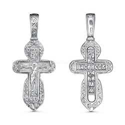Крест из серебра родированный - 3,5 см 925 пробы 2-566Р