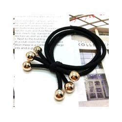 Резинка для волос с бусинками / YIW-45 /уп 100/черная