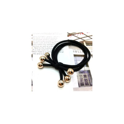 Резинка для волос с бусинками / YIW-45 /уп 100/черная