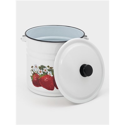 Ведро эмалированное, 12 л, с крышкой и ручкой, белое