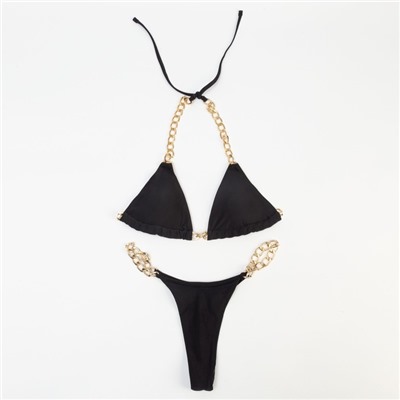 Купальник раздельный с цепями женский MINAKU, чёрный, размер 48