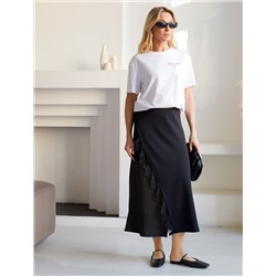 Юбка миди  на запАх из креп-шифона с кружевом