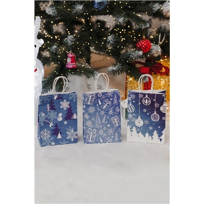 Набор крафт-пакетов подарочных новогодних 3 шт
