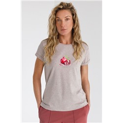 Свободная футболка с принтом из премиального хлопка с эастаном VILATTE, 1228139