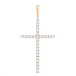 Подвеска-крест из золочёного серебра с фианитами 925 пробы п-035з