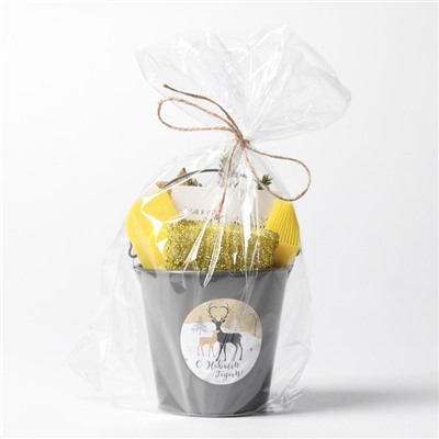 Набор новогодний подарочный Доляна «Олени» : полотенце 30×60, лопатка, кисть, губка