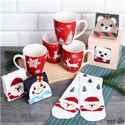 Подарочный набор Кружка 380 мл+ носки / KL-043 / в подарочной упаковке /АКЦИЯ Новогодний