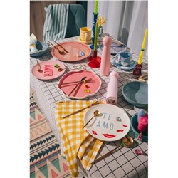 Тарелка для пиццы SL Home «Уроки испанского: Buen provecho», d=30 см, фарфор, розовая