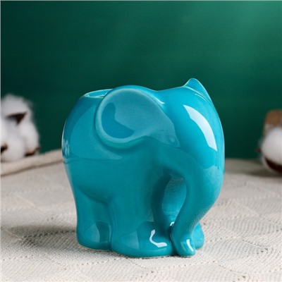 Декоративный горшок для цветов «Слоник», керамический, 350 мл, 12×8.5×10 см, голубой