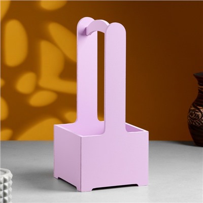 Подарочный ящик, 13.5×13.5×30 см, деревянный, с ручкой, сиреневый