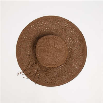 Шляпа женская MINAKU плетёная, коричневая, размер 58