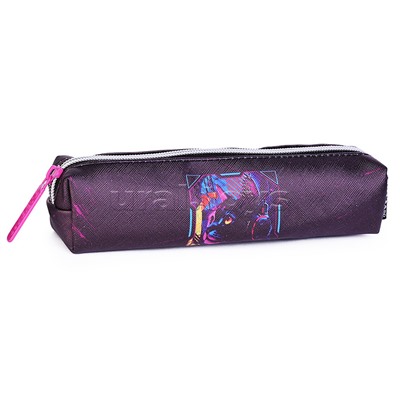 Пенал "Label. Cyber Cat" 21x4x4 см, прямоугольный для 40 предметов, на молнии, искусственная кожа до -40C с антивандальной фактурой, с подкладом