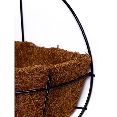 Кашпо настенное, d=20 см, металлическое, со вставкой из кокоса