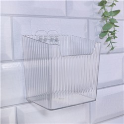 Органайзер для хранения «CRISTAL», навесной, 1 секция, с клеевыми крючками, 11.5×8×11 см, прозрачный