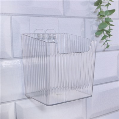 Органайзер для хранения «CRISTAL», навесной, 1 секция, с клеевыми крючками, 11.5×8×11 см, прозрачный