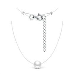 Колье из серебра с культивированным жемчугом родированное (на леске) 925 пробы 441-10-106р-01