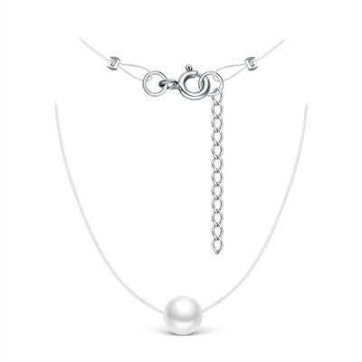 Колье из серебра с культивированным жемчугом родированное (на леске) 925 пробы 441-10-106р-01