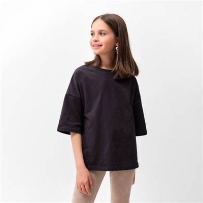 Футболка детская однотонная MINAKU Basic line, цвет графит, рост 116 см