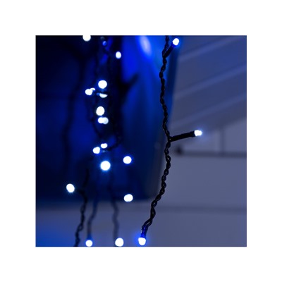 Гирлянда «Бахрома» 3×0.6 м, IP44, УМС, тёмная нить, 160 LED, свечение бело-синее, мигание, 220 В