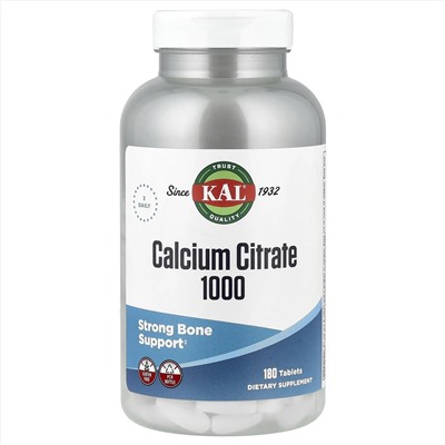 KAL, цитрат кальция 1000, 180 таблеток (333 мг в 1 таблетке)
