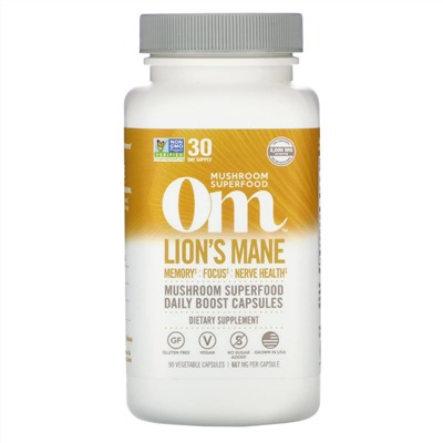 Om Mushrooms, ежовик гребенчатый, 667 мг, 90 вегетарианских капсул
