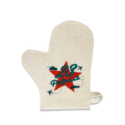 Рукавица для бани и сауны «23 февраля», полиэфир, шерсть