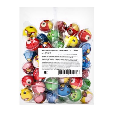 Жевательная резинка «Злые птицы», набор, 12 г × 50 шт.