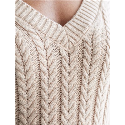 Джемпер фактурной вязки из хлопка с кашемиром