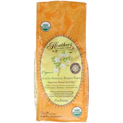 Heather's Tummy Care, Органическая растворимая клетчатка сенегальской акации, 453 г