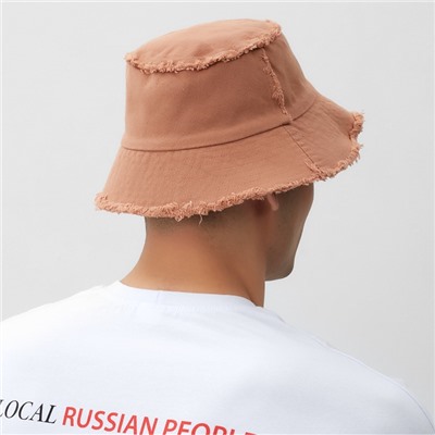 Панама женская джинсовая MINAKU с необработанными краями, бежевая, размер 56-58