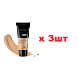 Maybelline New York Тональный крем Fit me 30мл тон 121 кремово-розовый 3шт