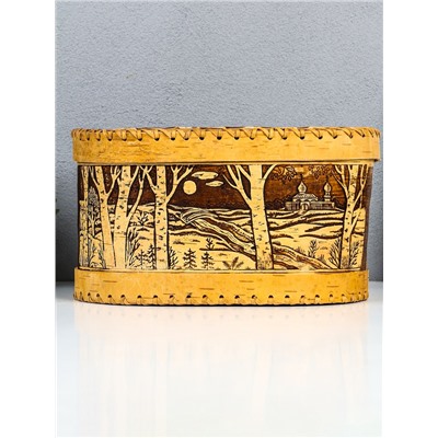 Хлебница-батонница с крышкой «Сказка», 26×17×15 см, береста