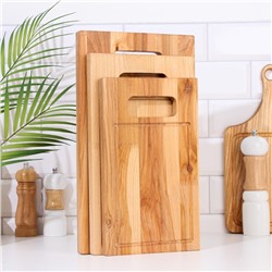 Набор досок разделочных Дарим Красиво «Прямая ручка», 3 шт., 38×22×1.8 см; 34×20×1.8 см, 30×18×1.8 см, дерево