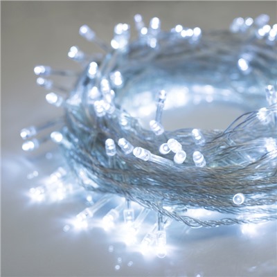 УЦЕНКА Гирлянда «Нить», 20 м, IP20, 200 LED, 220 В, 8 режимов, прозрачная нить, свечение белое