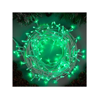 Гирлянда «Нить» 20 м, IP20, белая нить, 200 LED, свечение зелёное, 8 режимов, 220 В