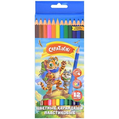 Карандаши пластиковые 12цв ЦКП12КР Creativiki
