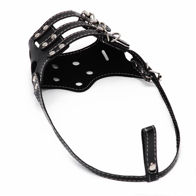 Намордник из прессованной кожи регулируемый, 3 (длина по носу 6.8 см, обхват морды 21-28 см), чёрный