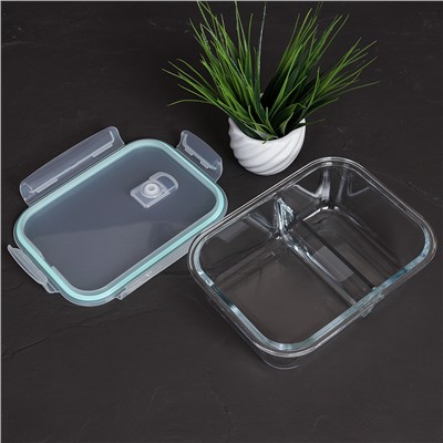 Контейнер прямоугольный с разделителем 1020 мл крышка с клапаном / R-1020/2TQ /уп 24/ стекло