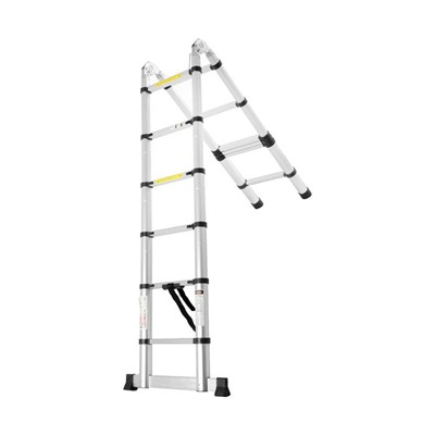 Стремянка-лестница телескопическая ТУНДРА, раскладная, алюминиевая, 1.9×1.9 м