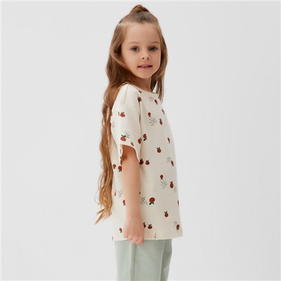 Футболка для девочки KAFTAN: Oranges, бежевая, размер 36, рост 134-140 см