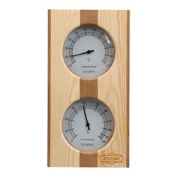 Термометр - гигрометр для бани и сауны «Вертикальный», деревянный, «Добропаровъ»