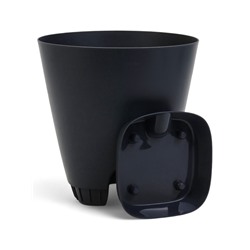 Горшок для цветов «Гранд», 4 л, d=19 см, h=20 см, пластиковый, с прикорневым поливом, графитовый